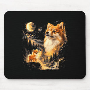 Pomeranian howling to the moon vintage 90s retro mouse mat