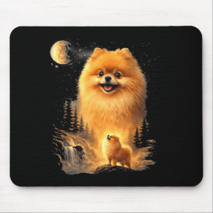 Pomeranian Howling to The Moon Vintage Dog Art Mouse Mat