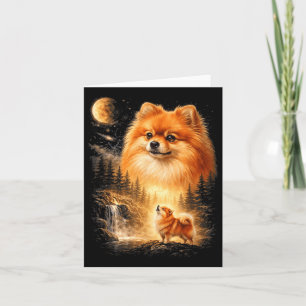 Pomeranian Howling to The Moon Vintage Mystical Card