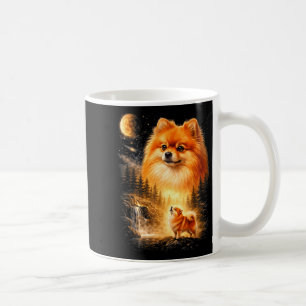 Pomeranian howling to the moon vintage mystical do coffee mug