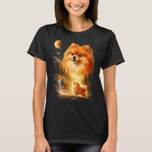 Pomeranian howling to the moon vintage mystical do T-Shirt