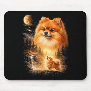 Pomeranian Howling to The Moon Vintage Mystical Mouse Mat