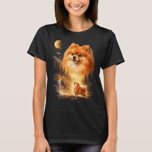 Pomeranian Howling to The Moon Vintage Mystical T-Shirt