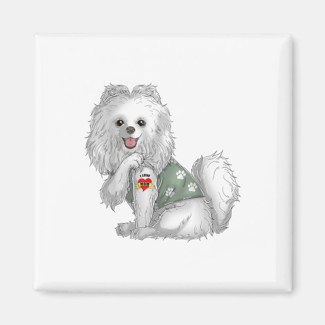 Pomeranian I Love Mum Tattoo Dog Shirt Funny Mothe Magnet (Front)