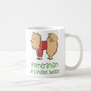 Pomeranian in a Knitted Sweater   Funny Dog Coffee Mug