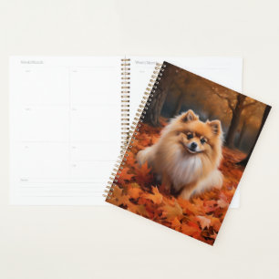 Pomeranian in Autumn Leaves Fall Inspire Planner