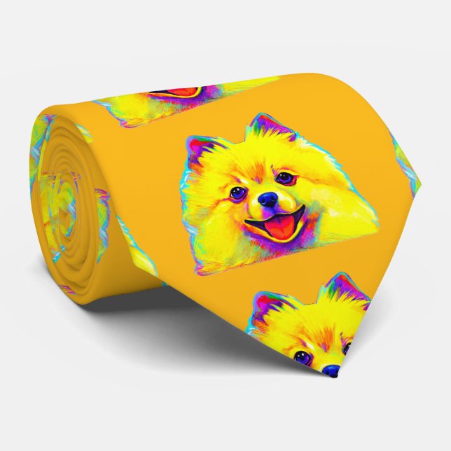 Pomeranian in Colours Tie (Rolled)