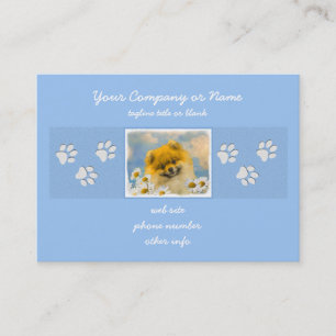 Pomeranian in Daisies Painting - Original Dog Art Business Card