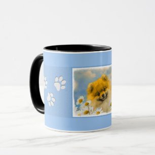 Pomeranian in Daisies Painting - Original Dog Art Mug