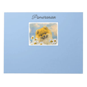 Pomeranian in Daisies Painting - Original Dog Art  Notepad