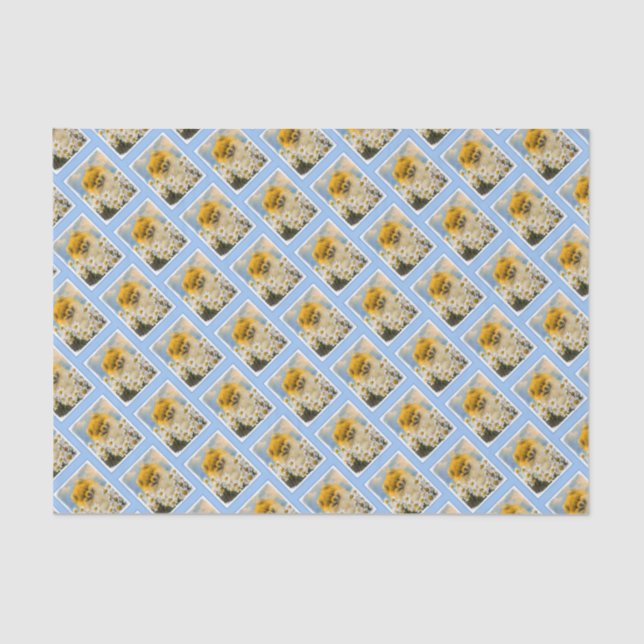 Pomeranian in Daisies Painting - Original Dog Art Tissue Paper (Front)