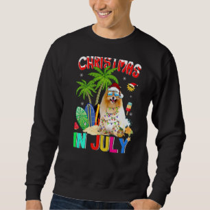 Pomeranian In Santa Hat Sunglasses Christmas In Ju Sweatshirt