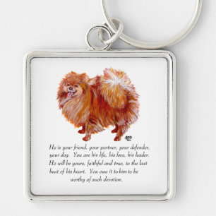 Pomeranian Keepsake Male Key Ring