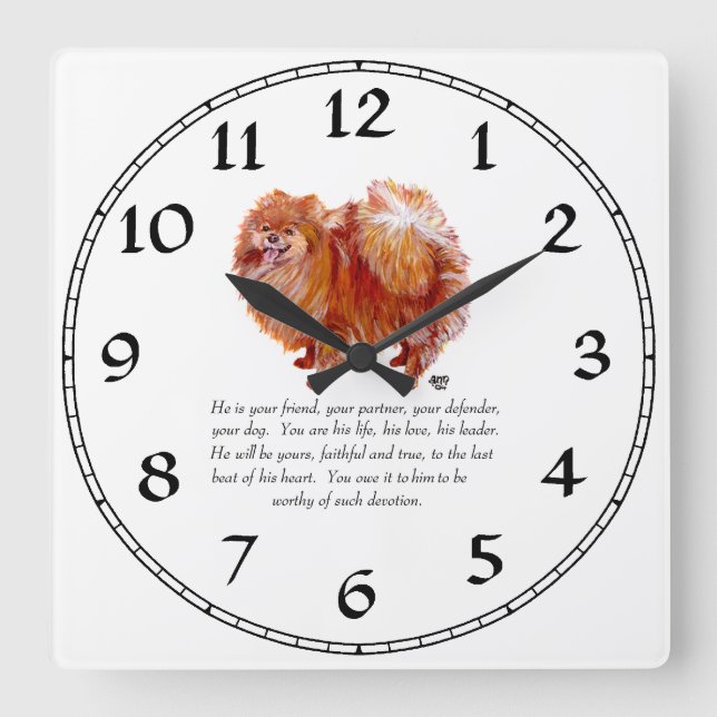 Pomeranian Keepsake Male Square Wall Clock (Front)