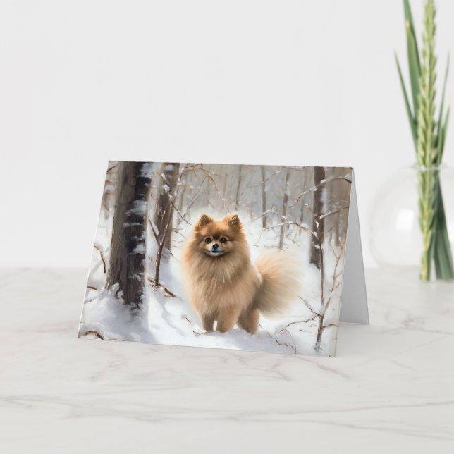 Pomeranian Let It Snow Christmas Card (Front)