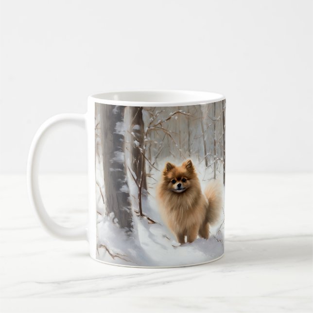 Pomeranian Let It Snow Christmas Coffee Mug (Left)
