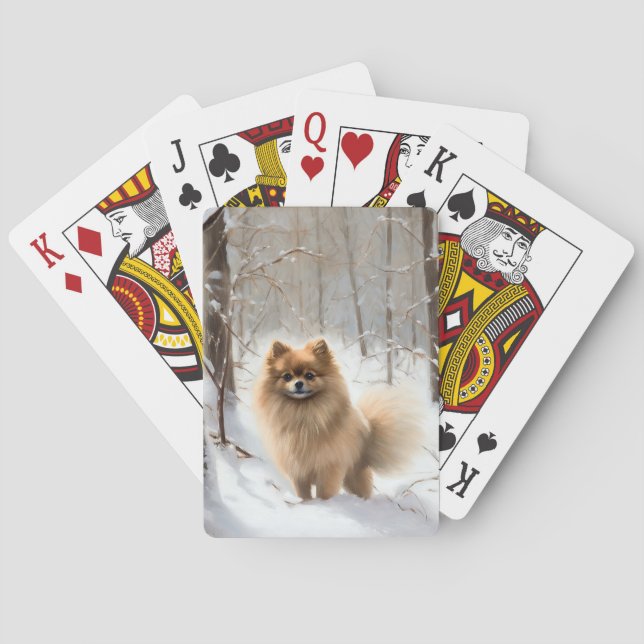 Pomeranian Let It Snow Christmas Playing Cards (Back)