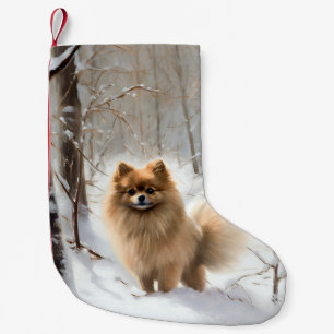 Pomeranian Let It Snow Christmas Small Christmas Stocking