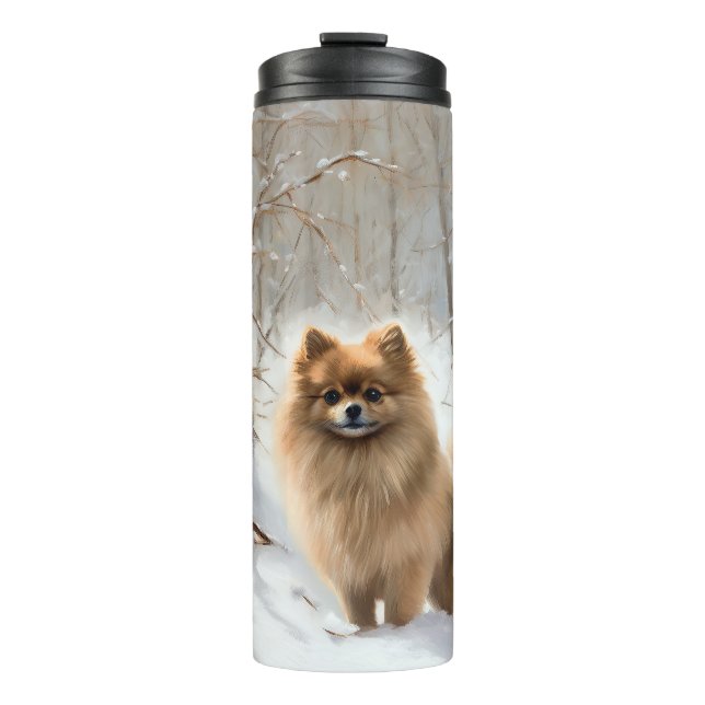 Pomeranian Let It Snow Christmas Thermal Tumbler (Front)