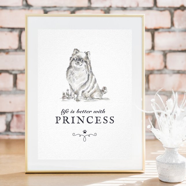 Pomeranian Life Is Better With Custom Dog Name Poster (Creator Uploaded)
