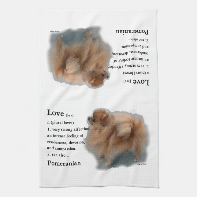 Pomeranian Lovers Gifts Tea Towel (Vertical)