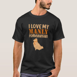 Pomeranian Manly Canine Pet Boy Dog Gender Reveal T-Shirt