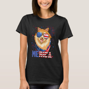 Pomeranian  Merica Sunglasses 4th Of July American T-Shirt