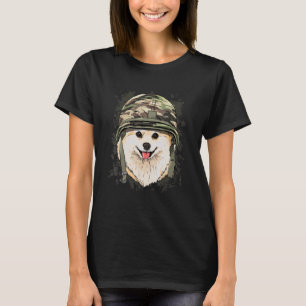 Pomeranian Military Soldier Veterans Day Puppy Pet T-Shirt