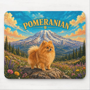 Pomeranian, Mount Rainier Vintage Watercolor Mouse Mat
