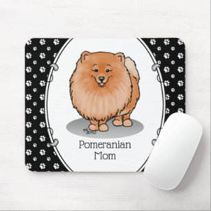 Pomeranian Mum Pom Mum (orange red) Cute Dog Mum Mouse Mat