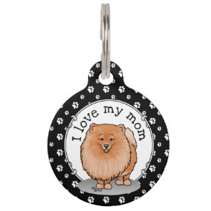Pomeranian Mum Pom Mum (orange red) Cute Dog Mum Pet Tag