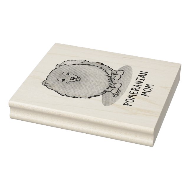 Pomeranian Mum Pom Mum (orange red) Cute Dog Mum Rubber Stamp (Stamp)
