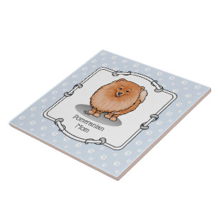 Pomeranian Mum Pom Mum (orange red) Cute Dog Mum Tile