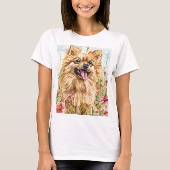 Pomeranian Mum Tee – Watercolor (Front)