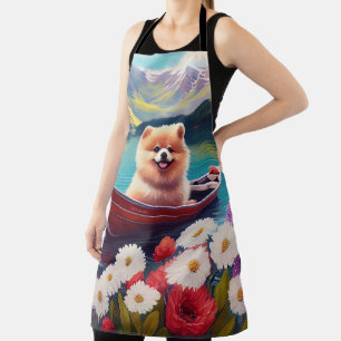 Pomeranian on a Paddle: A Scenic Adventure Apron