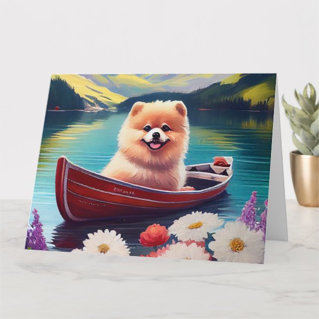 Pomeranian on a Paddle: A Scenic Adventure Card (Small Plant)