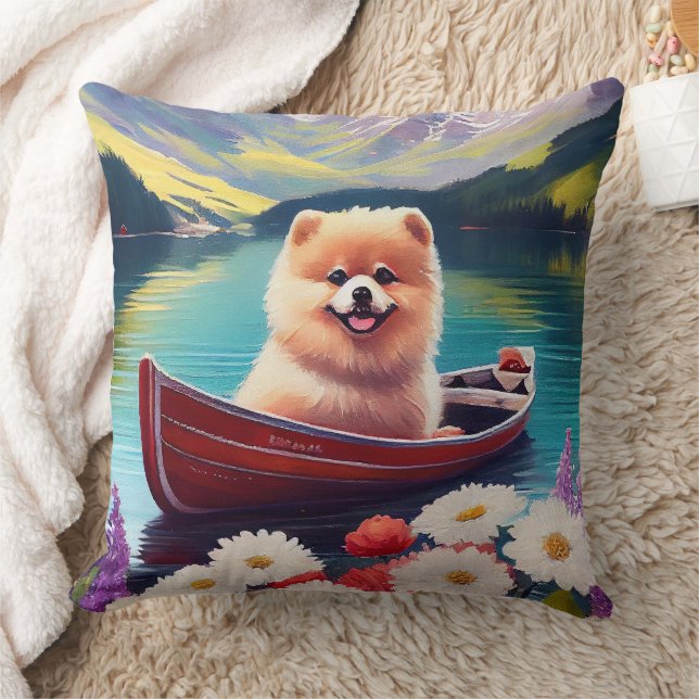 Pomeranian on a Paddle: A Scenic Adventure Cushion (Blanket)