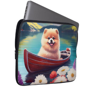 Pomeranian on a Paddle: A Scenic Adventure Laptop Sleeve