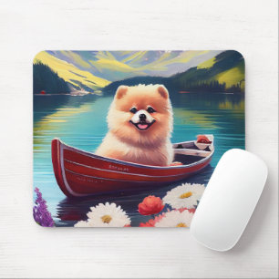 Pomeranian on a Paddle: A Scenic Adventure Mouse Mat