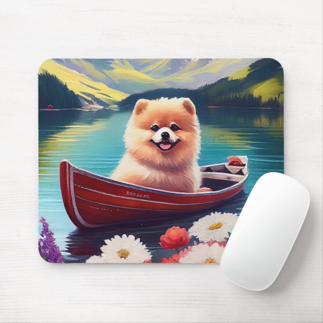 Pomeranian on a Paddle: A Scenic Adventure Mouse Mat (With Mouse)
