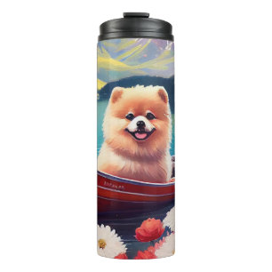 Pomeranian on a Paddle: A Scenic Adventure Thermal Tumbler