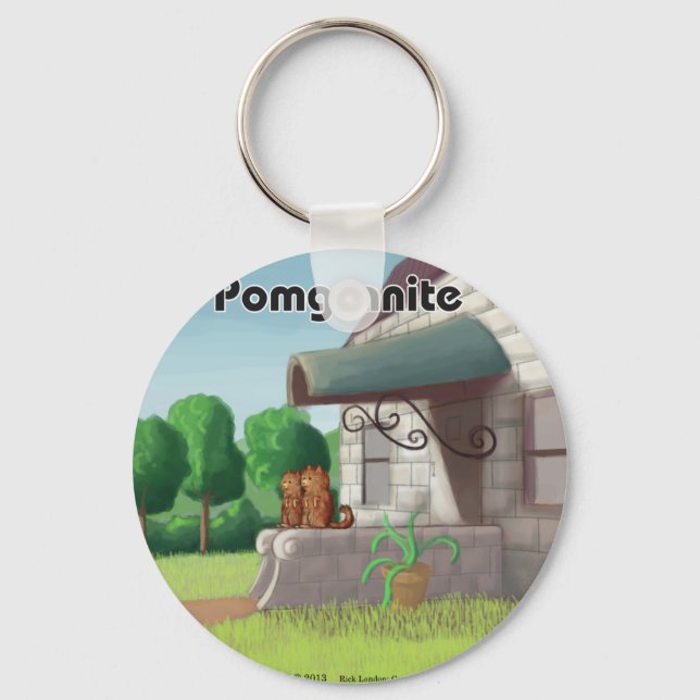 Pomeranian On Granite (Pomegranite) Funny Key Ring (Front)