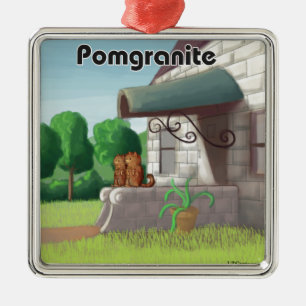 Pomeranian On Granite (Pomegranite) Funny Metal Tree Decoration