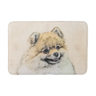 Pomeranian (Orange) Painting - Original Dog Art Bath Mat