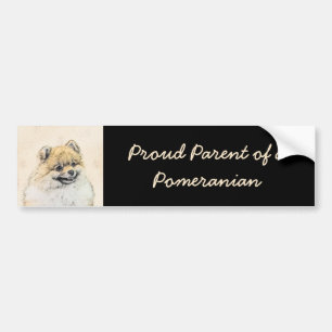 Pomeranian (Orange) Painting - Original Dog Art Bumper Sticker