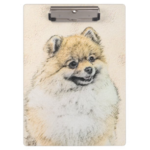 Pomeranian (Orange) Painting - Original Dog Art Clipboard