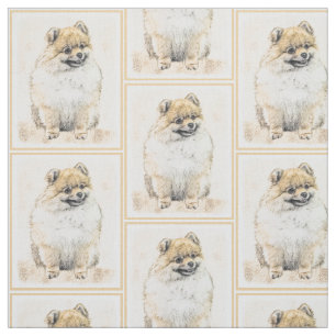 Pomeranian (Orange) Painting - Original Dog Art Fabric