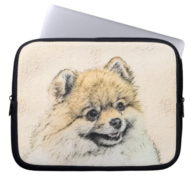 Pomeranian (Orange) Painting - Original Dog Art Laptop Sleeve (Front)