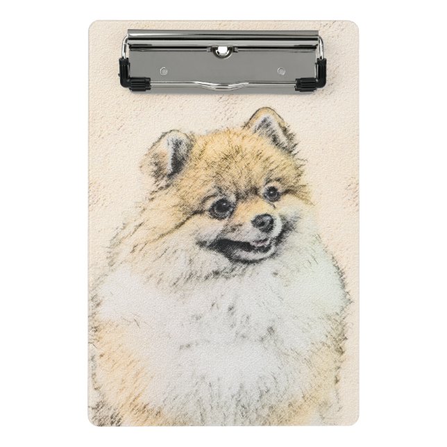 Pomeranian (Orange) Painting - Original Dog Art Mini Clipboard (Front)