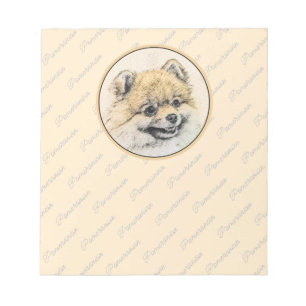 Pomeranian (Orange) Painting - Original Dog Art Notepad